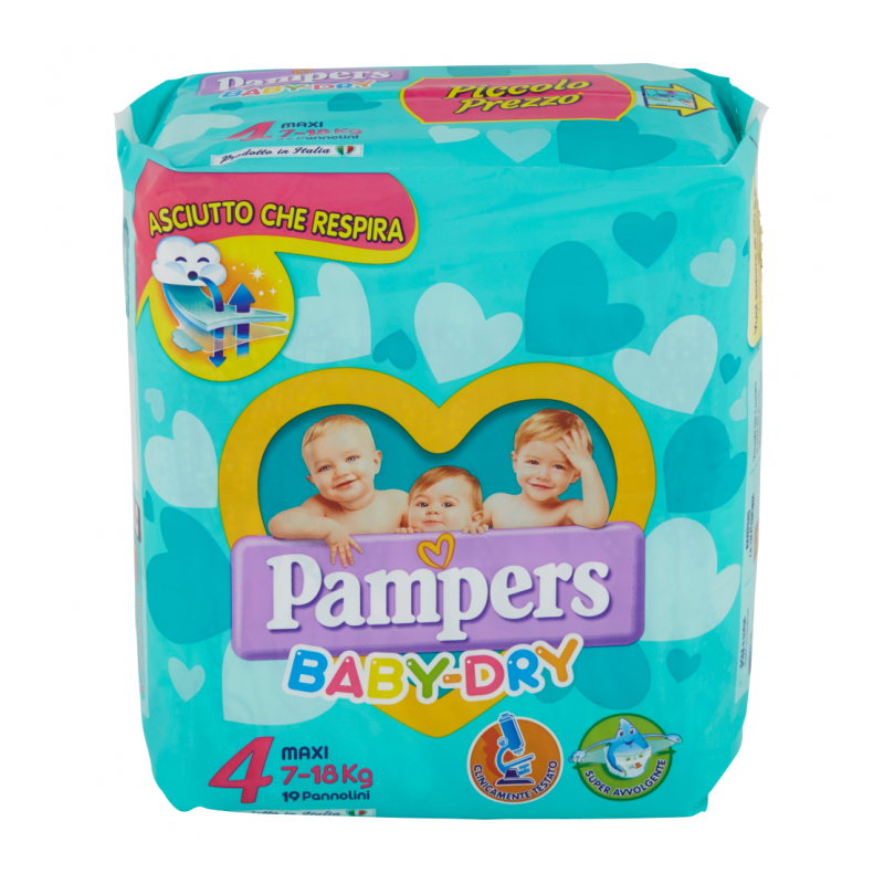 PAMPERS BABY DRY MISURA 4 MAXI (7-18KG) 19 PANNOLINI