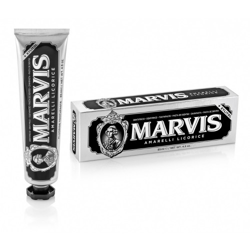 Marvis玛尔斯黑晶甘草薄荷牙膏黑色有益咽喉缓解干痒 85ml